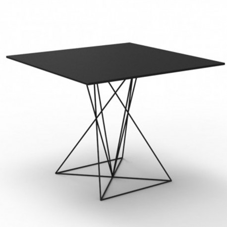 Table Faz Vondom Noir Piètement Inox Laqué 70x70xH72