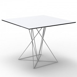 Mesa FAZ VONDOM base blanca acero inoxidable lacado 70x70xH72