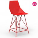 Lot de 2 Tabourets Haut Faz Vondom Rouge et Métal avec Accoudoirs