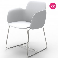 Lot de 2 Chaises Vondom Pezzettina Blanc Mat et Métal