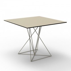 Table Faz Vondom Ecru Piètement Inox 80x80xH72