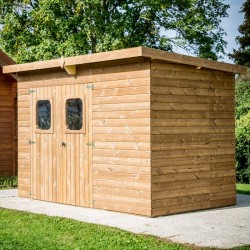 Thermabri Garden Shelter in Legno Massello di Habrita 19,69 m2 con tetto in acciaio