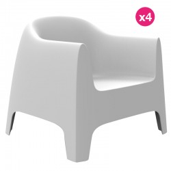 Set of 4 Lounge Chairs Solid Vondom white