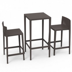 Set Spritz table and 2 stools Vondom seat height 66cm bronze