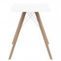 Mesa de jantar Vondom Faz Wood branco topo quadrado e pés de carvalho natural