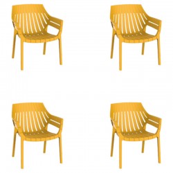 Lot de 4 fauteuils Vondom Spritz jaune moutarde Lot de 4 fauteuils Vondom Spritz jaune moutarde