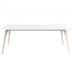 Table Vondom Faz Wood Tray 200x90 White and Feet White Oak