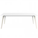 Table Vondom Faz Wood Plateau 200x90 Blanc et Bordure Noire avec Pieds Chêne Blanchis