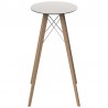 Round Table Vondom Faz Wood Tray White Tower Black and Feet Natural Oak Diameter 120cm H74cm