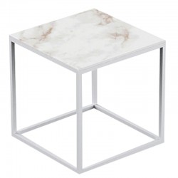Table basse carrée Suave Vondom Dekton Entzo blanc et pieds blancs 40x40xH40