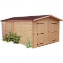 Solid Douglas Habrita wooden garage 21m2 with service door