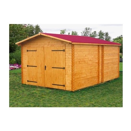 Massief houten garage Habrita 21m2 met planken 28mm