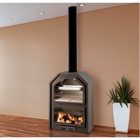 Poêle à Bois Ferlux avec Four Forno 60 en acier 16kW avec vitre