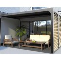 Pergola bioclimatica Habrita antracite alluminio 10,80 m2 ventose finto legno