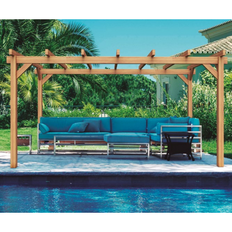 Vrijstaande massief houten pergola Valencia 500x300cm 15m2