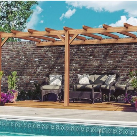 Pergola adossée en bois brut Palma 5x3m 15m2