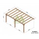 Pérgola de pared de madera cruda Sevilla 7x4m 28m2