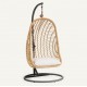 Fauteuil suspendu Kate en rotin naturel et acier gris foncé VeryForma
