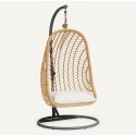 Silla colgante Kate en ratán natural y acero gris oscuro VeryForma