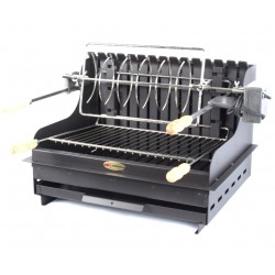 Le Marquier Mendy Grill aus schwarzem Stahl mit Rotisserie 62x45