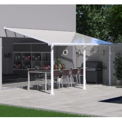 Pergola adossée Olympia 3x5,46m aluminium blanc et polycarbonate Canopia