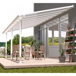 Pergola adossée Olympia 3x6,10m aluminium blanc et polycarbonate Canopia