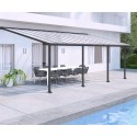 Olympia 3x7.30m grey aluminium and Canopia polycarbonate wall-mounted pergola