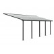 Pergola adossée Olympia 3x7,30m aluminium gris et polycarbonate Canopia