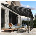 Pérgola de parede Olympia 3x7,30m em alumínio cinzento e policarbonato Canopia