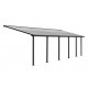 Pergola adossée Olympia 3x8.60m aluminium gris et polycarbonate Canopia